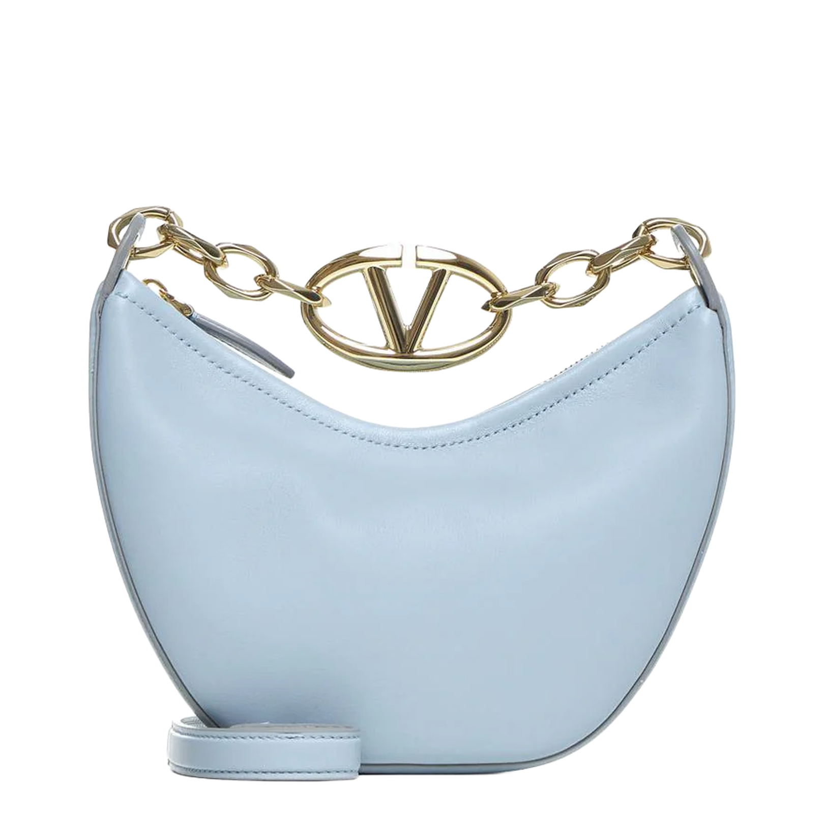 Light blue leather mini Hobo VLogo Moon handbag
