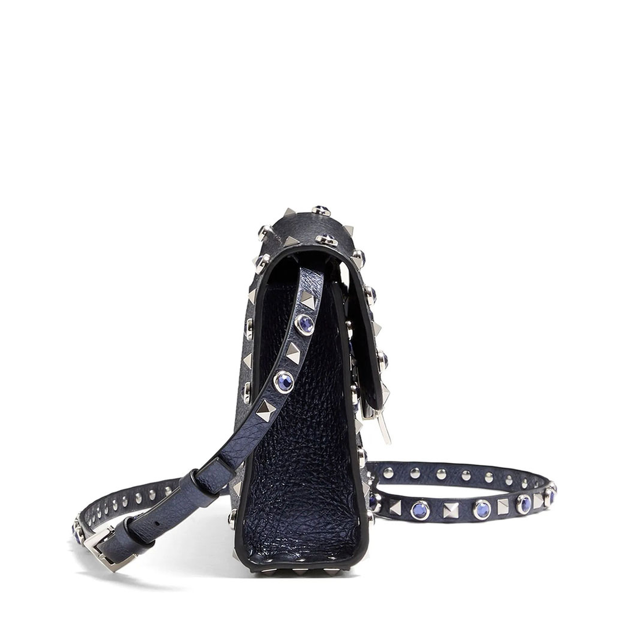MAYFEYR - Valentino - Rockstud Small Shoulder Bag In Laminated Leather With Cabochon Stones - WB0181PAX