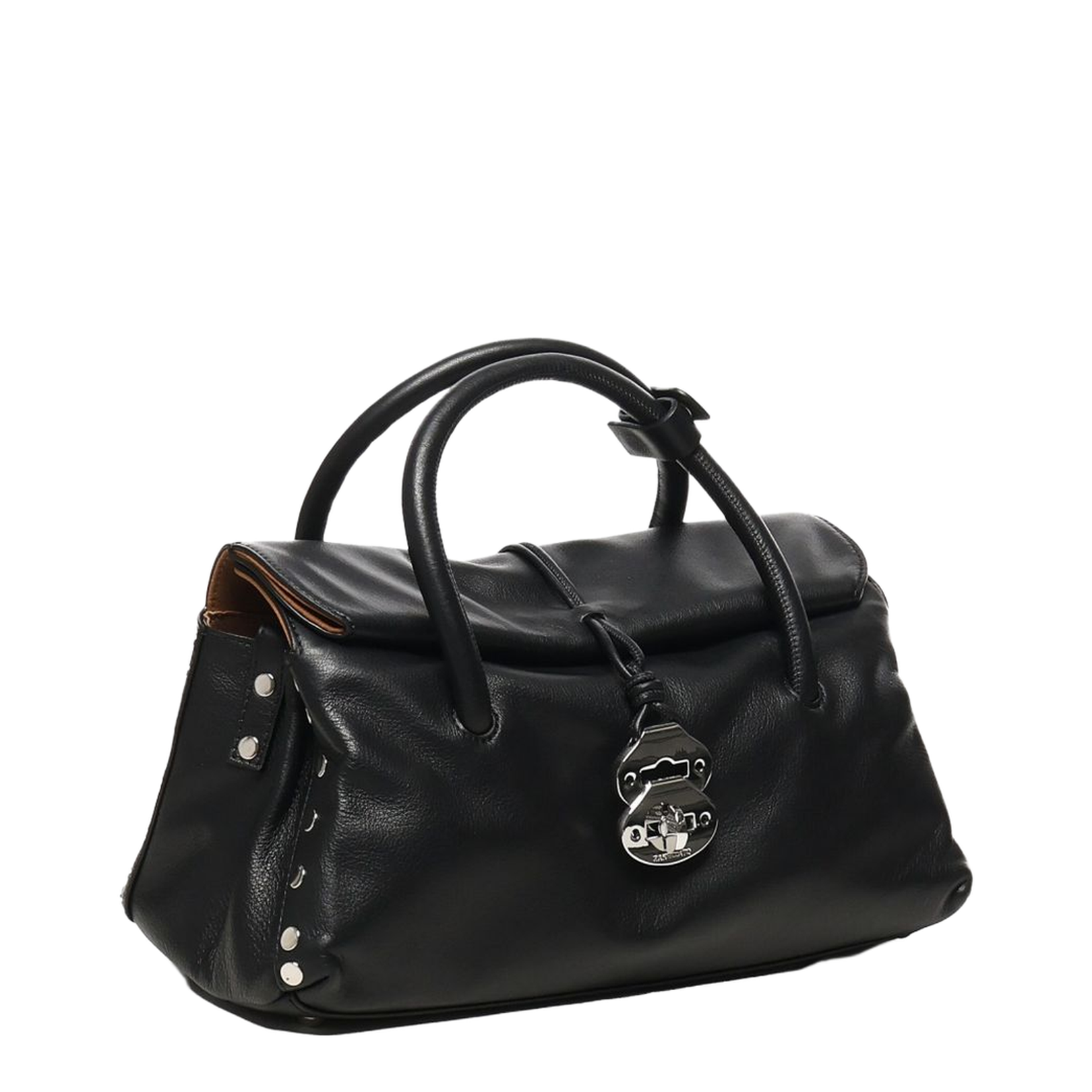 Dotta Saeta Small Leather Handbag Black