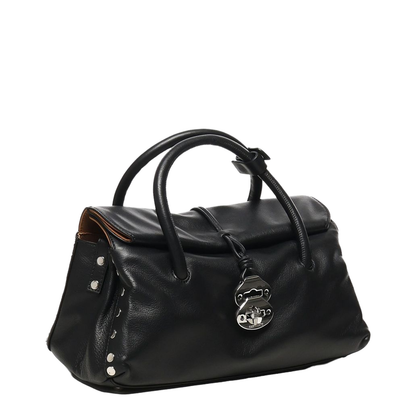 Dotta Saeta Small Leather Handbag Black
