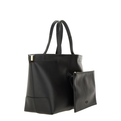 Di Bag Folio Medium-Small Leather Tote Bag - Black