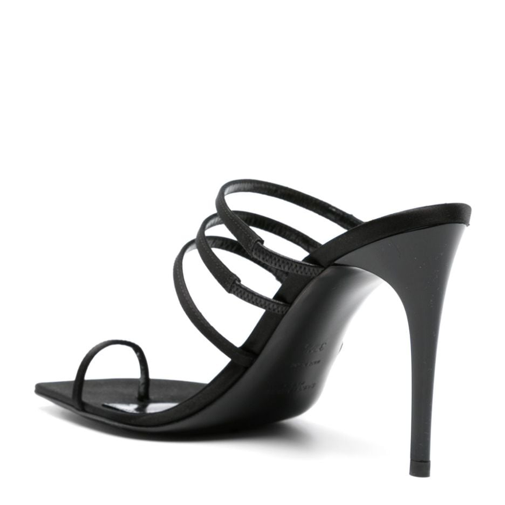 Black Satin Finish Crystal Embellished Sandals