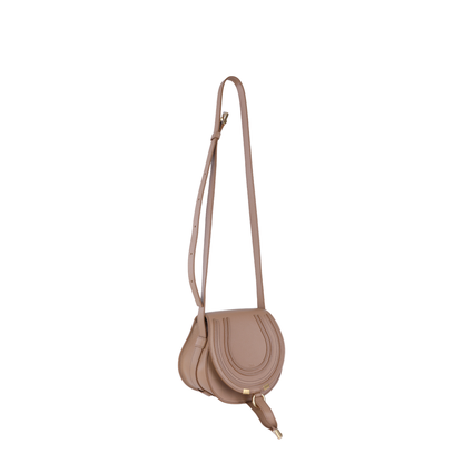 Marcie Small Calfskin Saddle Bag - Light Tan Brown