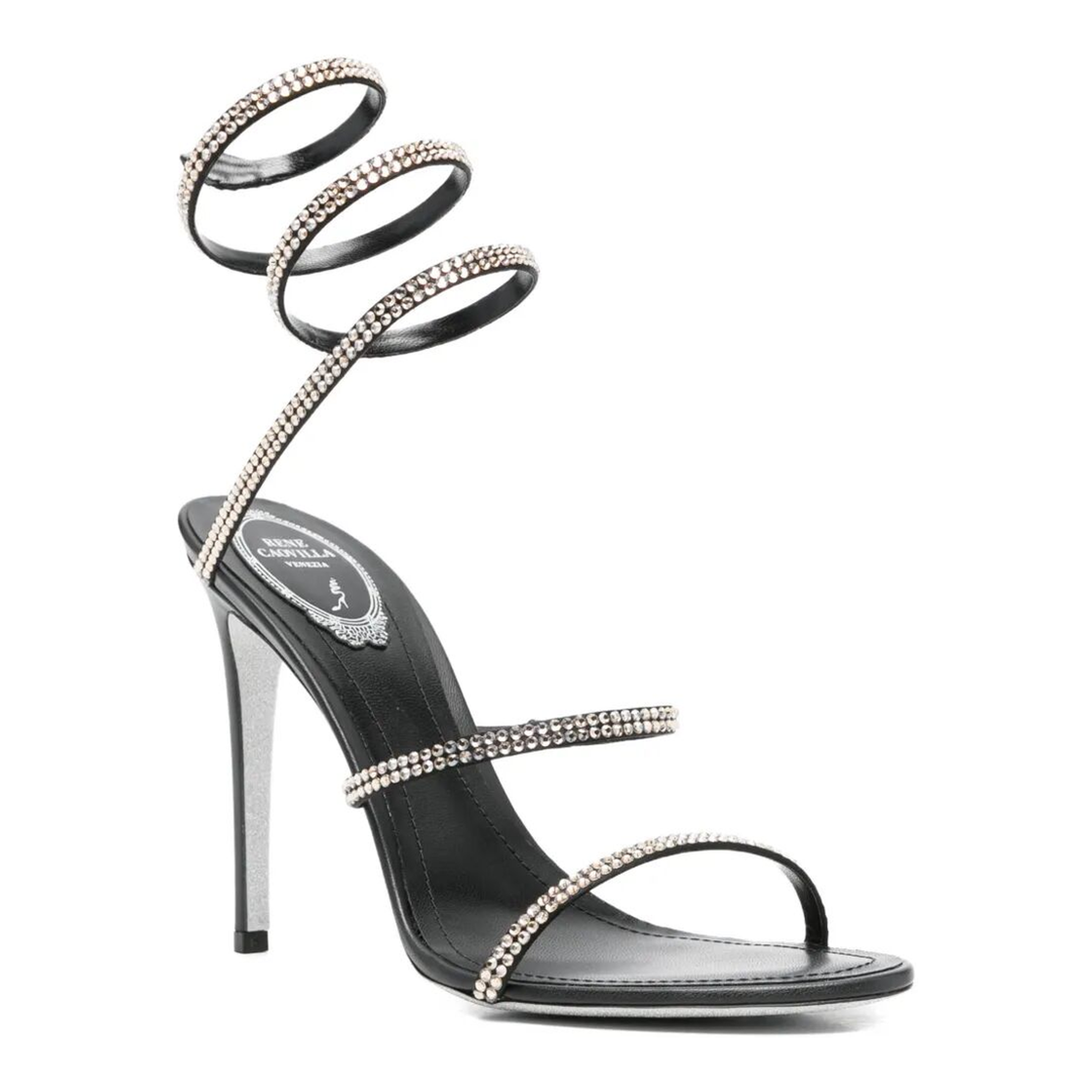 MAYFEYR - Rene Caovilla - Cleo 105 Black And Gold Sandals - C12369105RN01V227BLACKGOLDEN