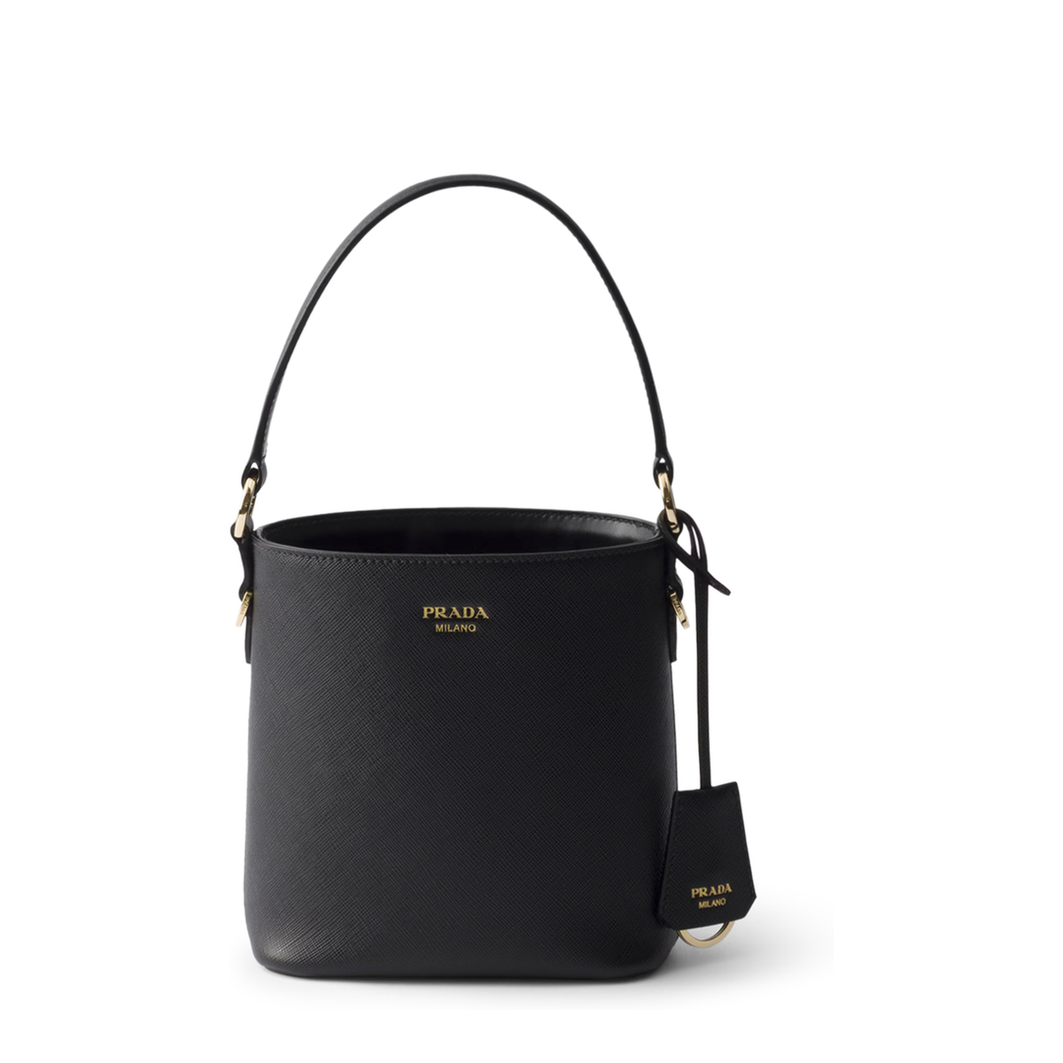 Black Leather Bucket Bag