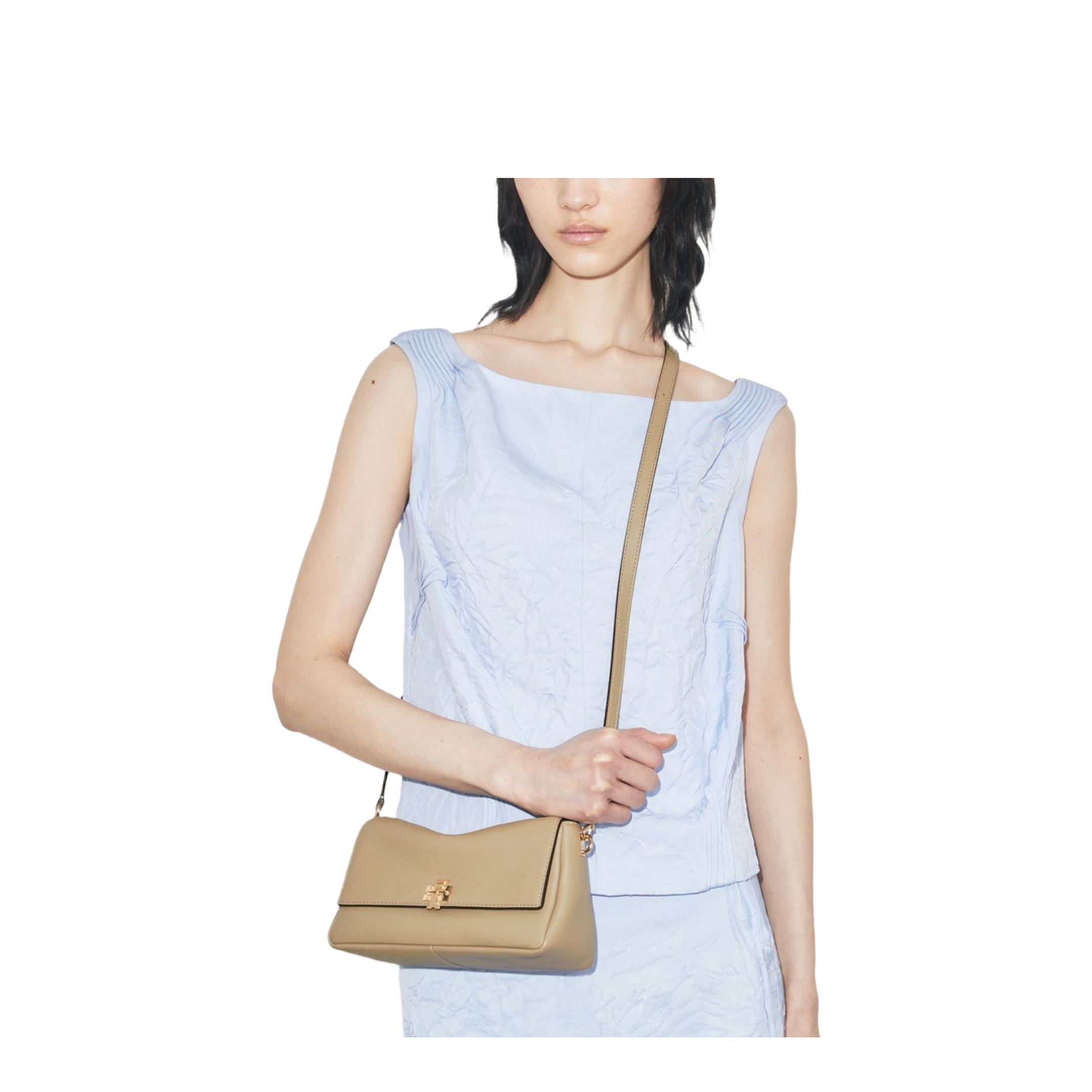 Charlie Small Leather Shoulder Bag - Soft Cement