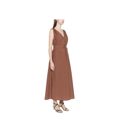 Cotton Long Dress Brown