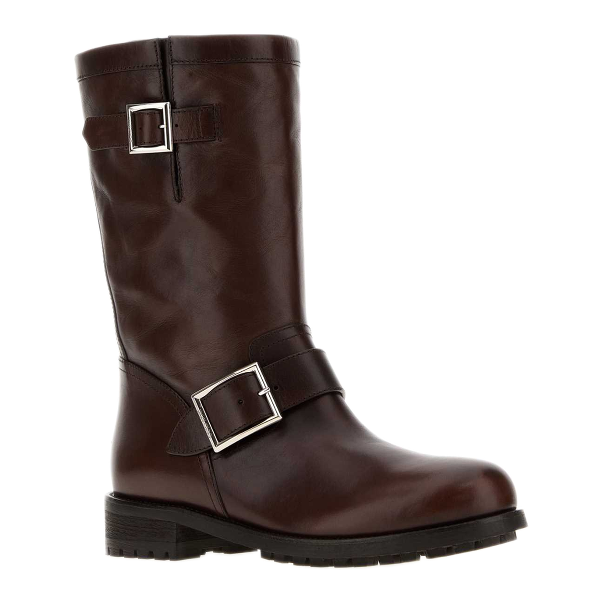 MAYFEYR - Jimmy Choo - Chocolate Leather Biker Boots - BIKERMIDSVHCHOCOLATE