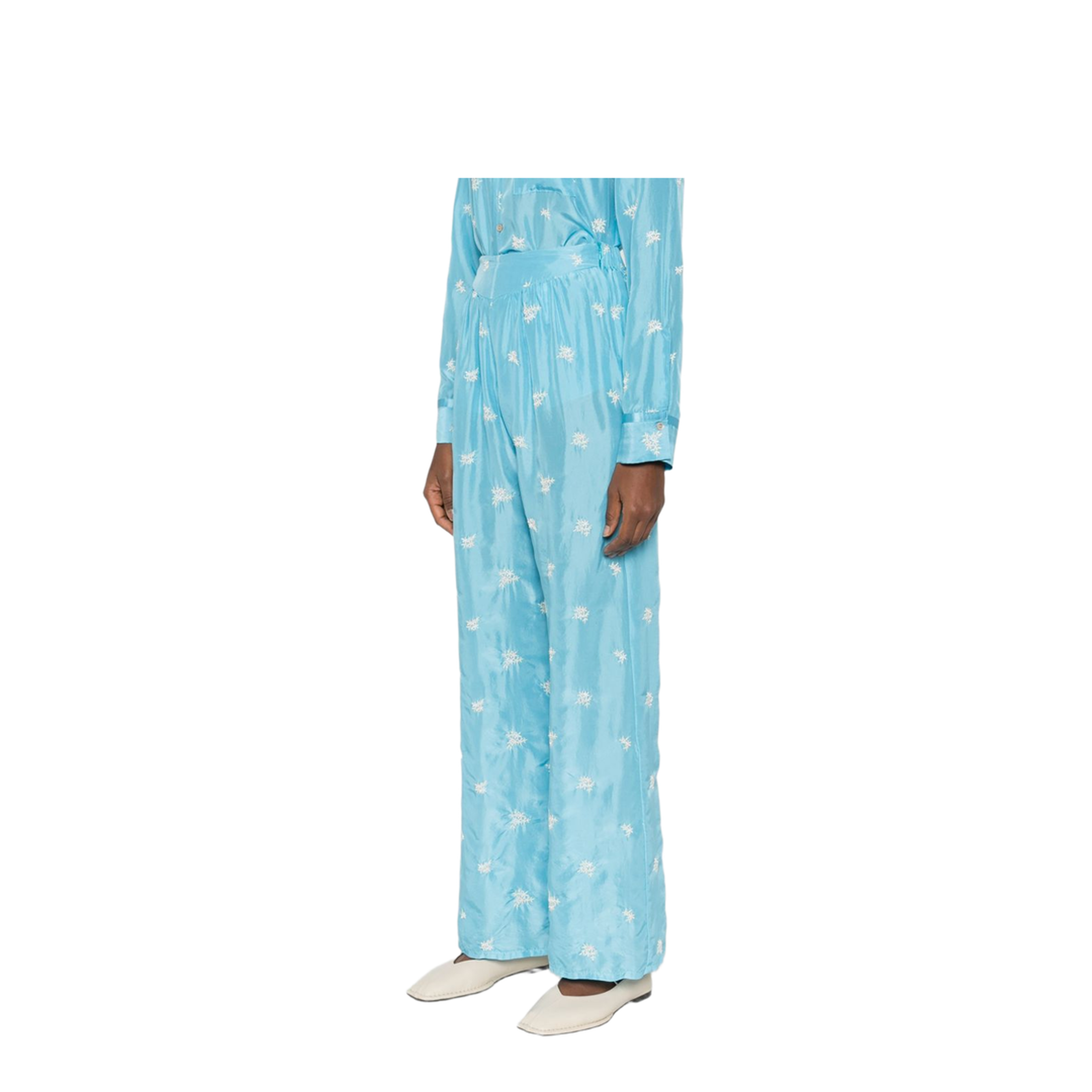 MAYFEYR - Forte Forte - Embroidered Silk Trousers In Blue - 14869MYPANTSTURCHINO