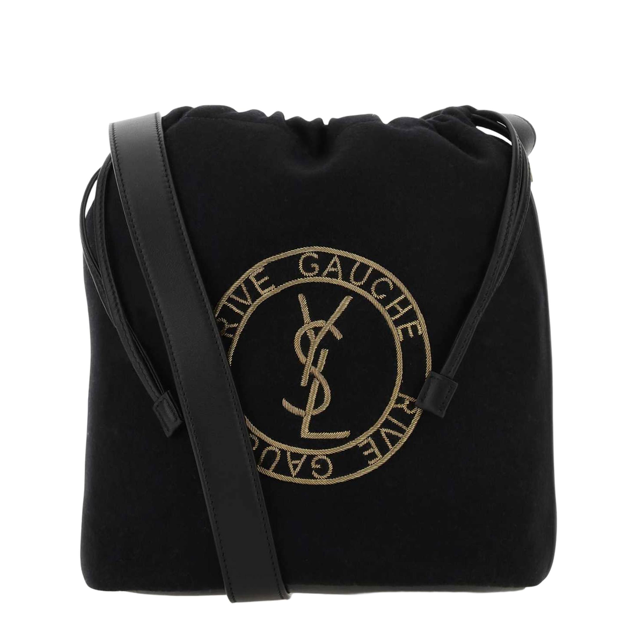 Drawstring Crossbody Pouch, Gold Hardware