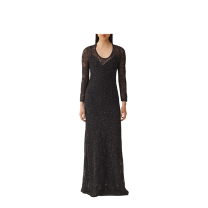 MAYFEYR - Fabiana Filippi - Lace Dress Maxi Length Scoop Neckline In Blue - ABD276F606D8645146