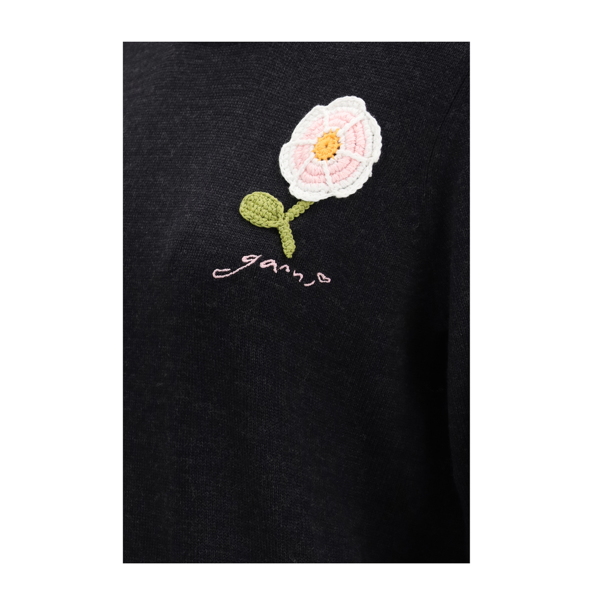 MAYFEYR - Ganni - Wool Sweater With Crochet Flower - A1150088252