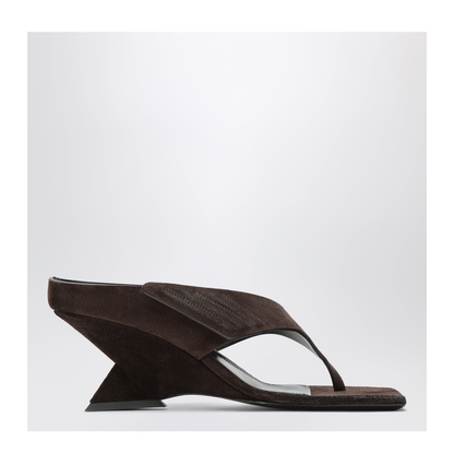 MAYFEYR - The Attico - Cheope Suede Thong Sandals In Dark Brown - 261WSH00920LBT007AA204