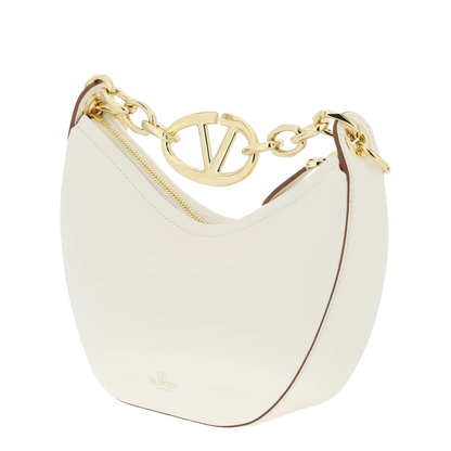 Ivory Leather Mini Hobo Vlogo Moon Handbag