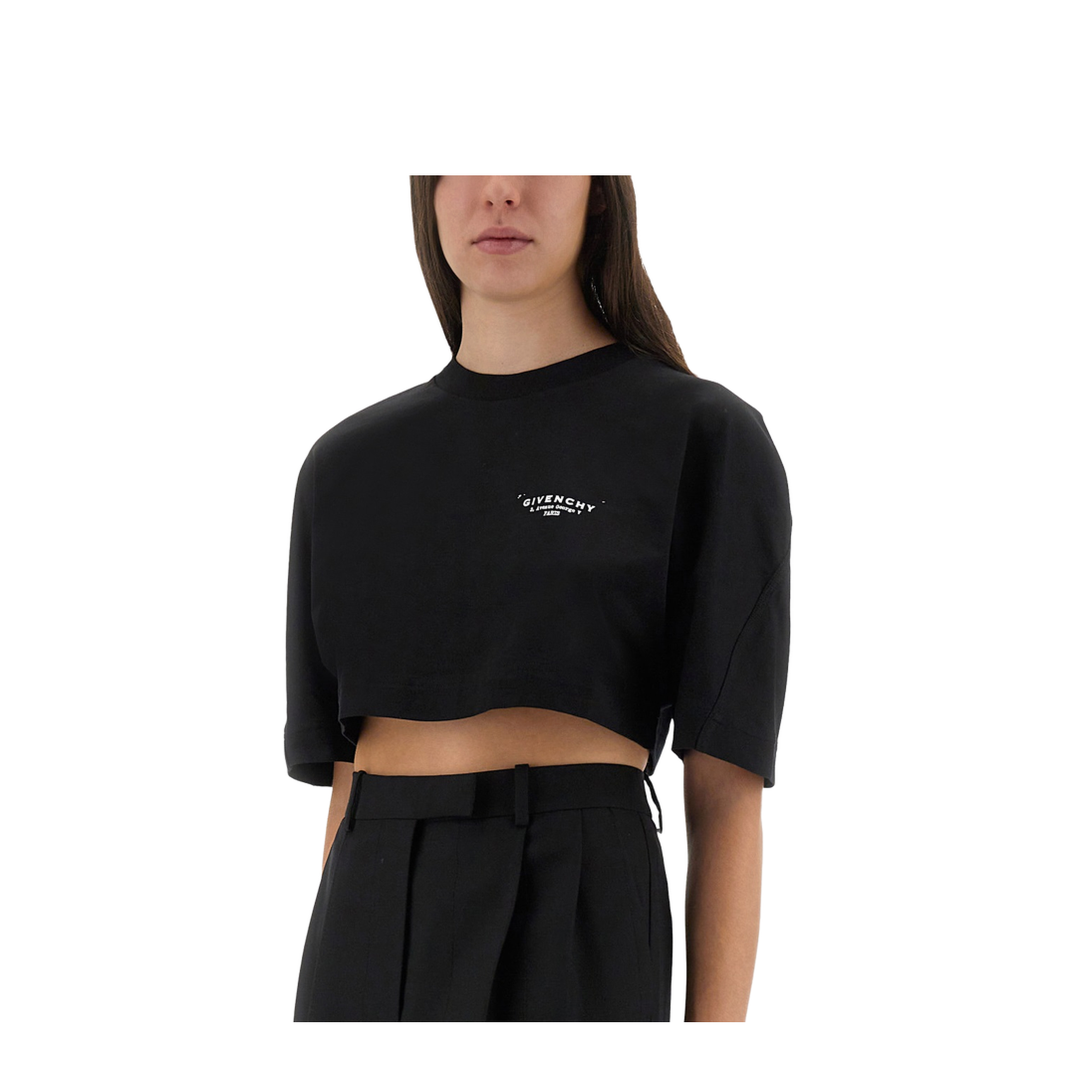 Cropped T-Shirt with Logo Print