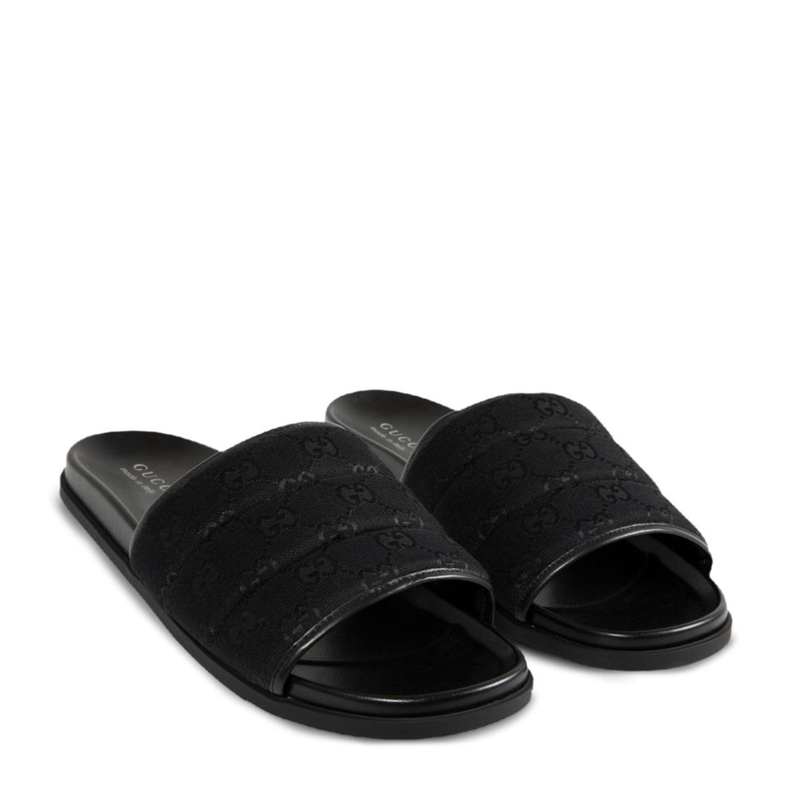 Slide Sandal in Black Padded Canvas