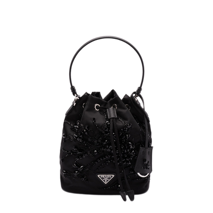 Re-Nylon Small Recycled Polyamide Bucket Bag - Black