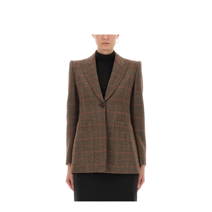 Plaid Wool Tailored Jacket