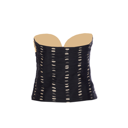 Beige Pattern Top - Black