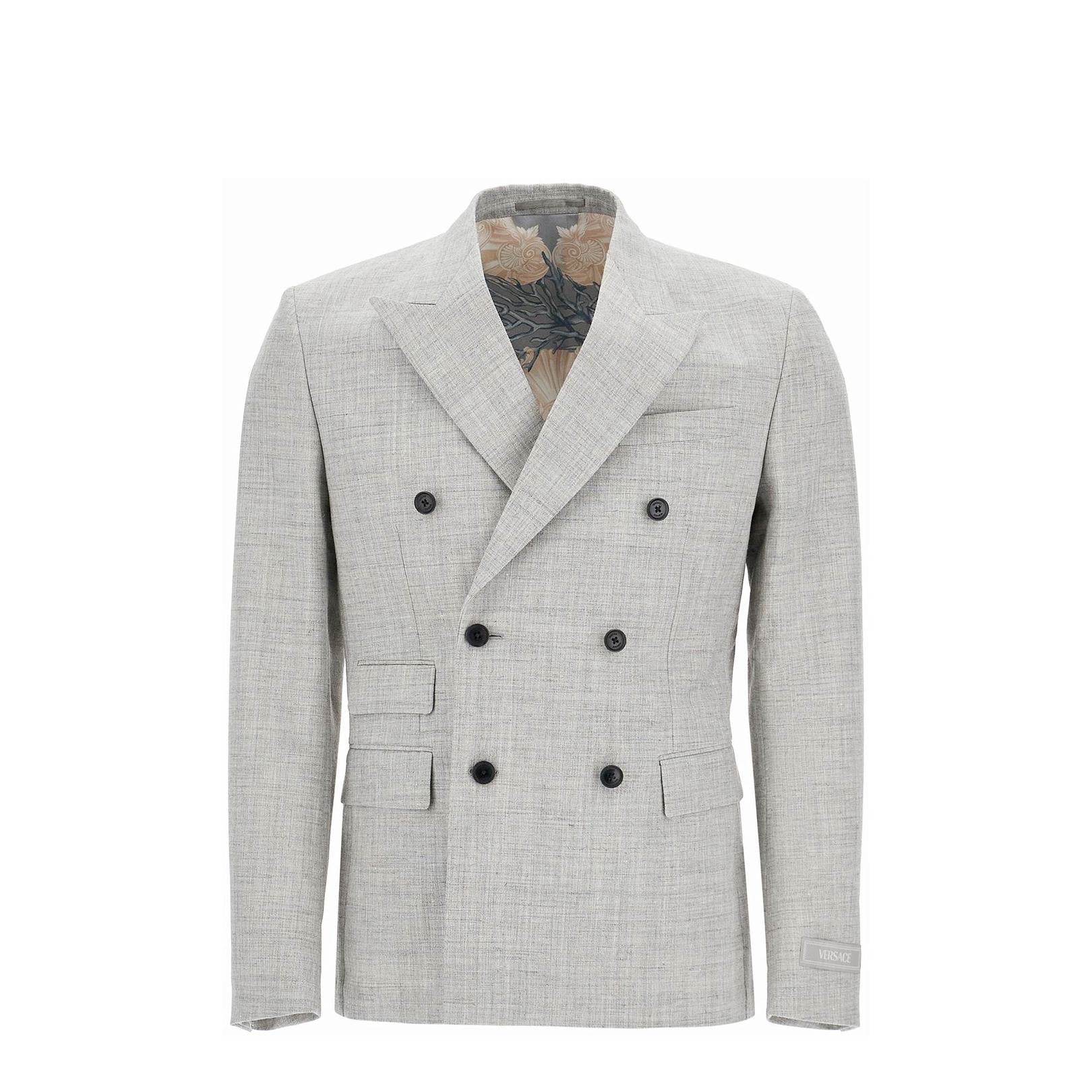 Versace double-breasted wool blend blazer