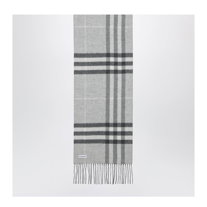 Reversible Check Cashmere Scarf In Grey