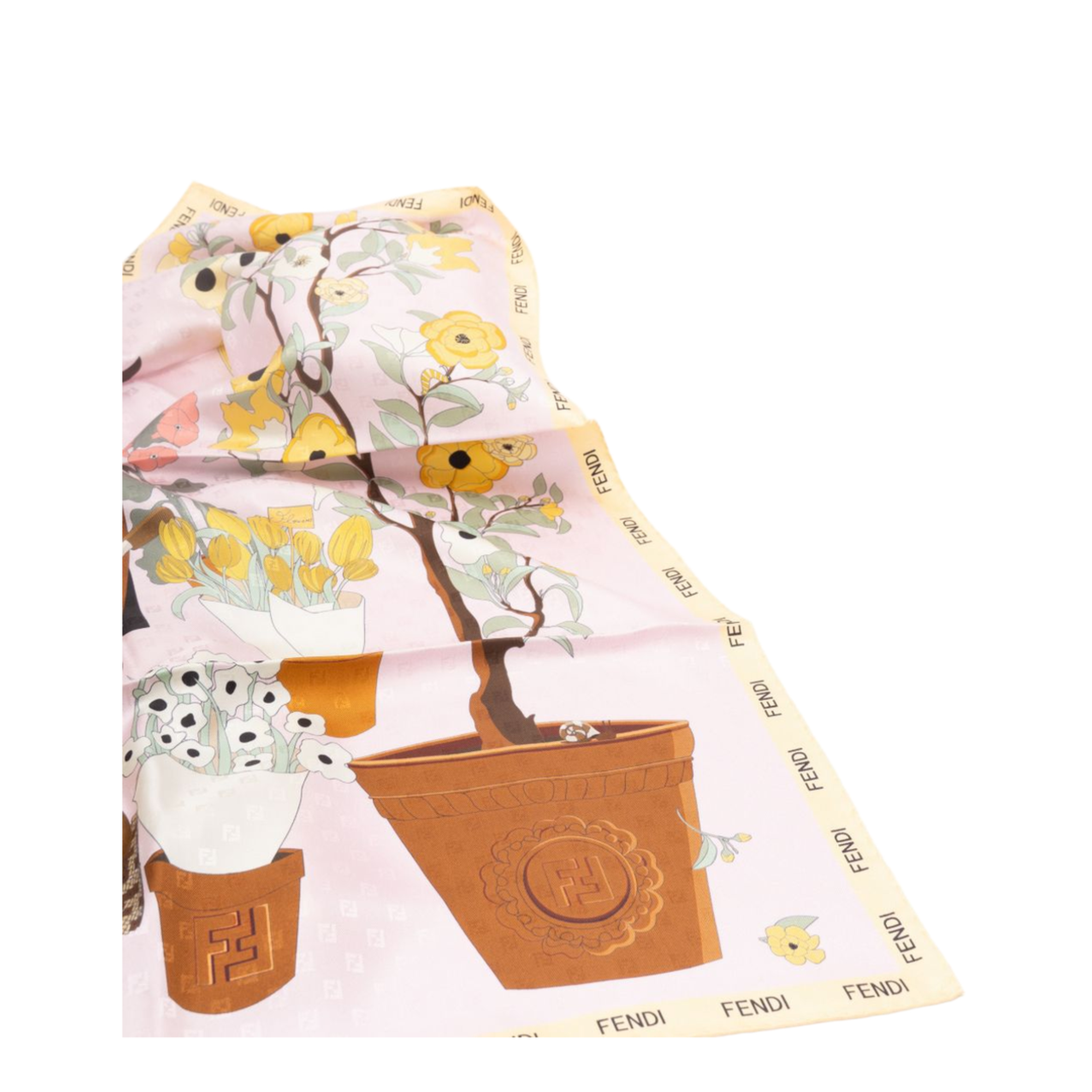 Gardening Pink Multicoloured Silk Foulard