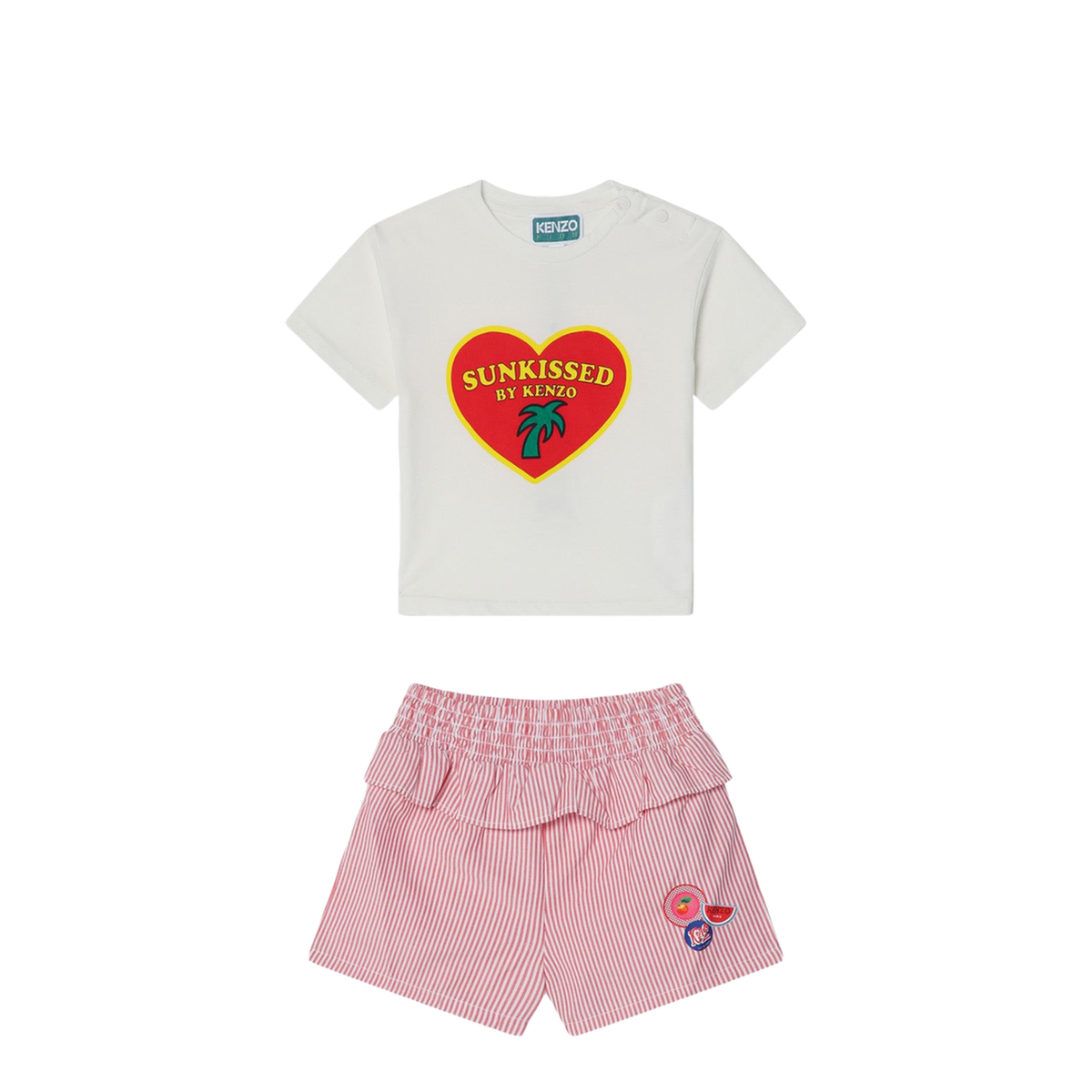 White Red Two-Piece Suit in Cotton