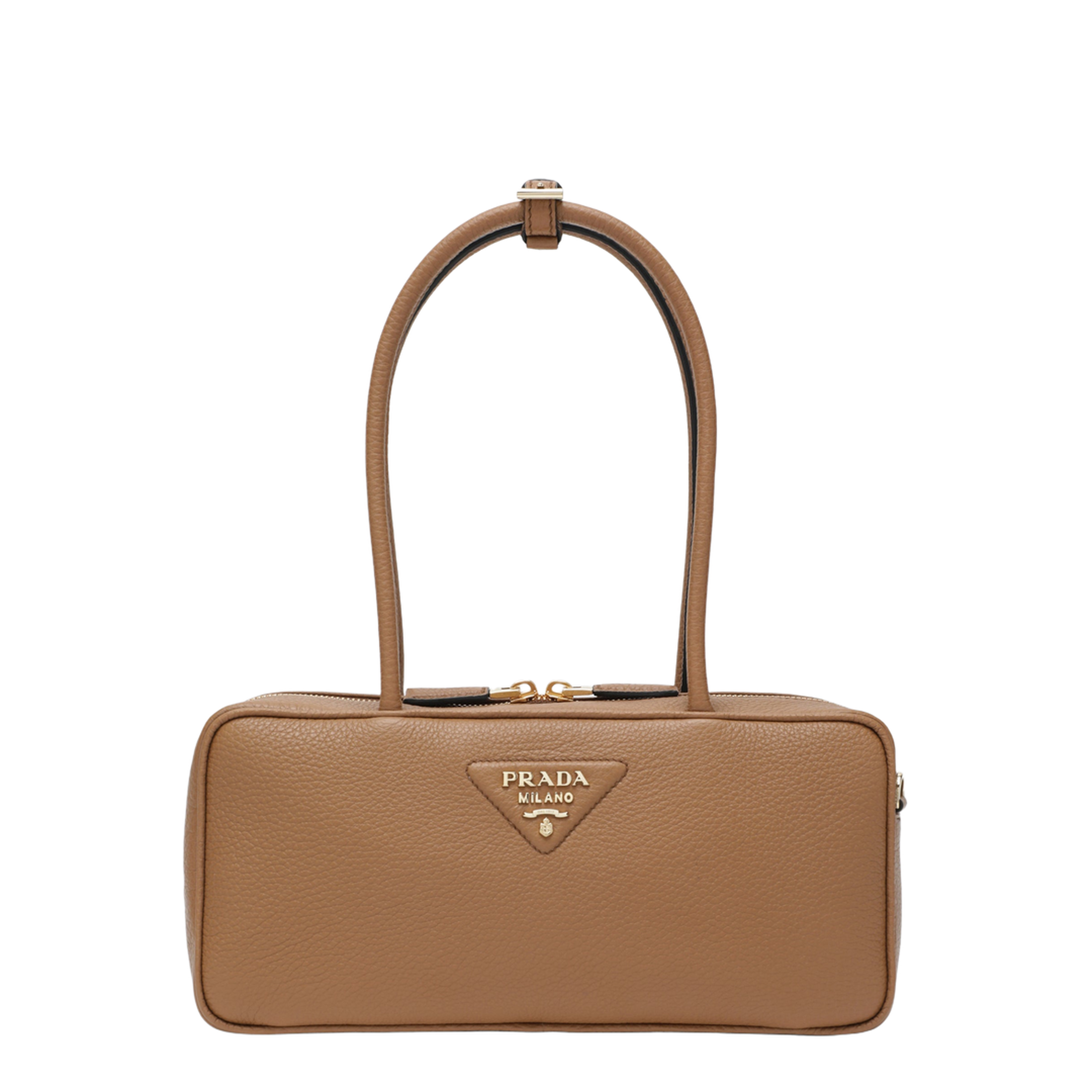 Medium Caramel-Colored Leather Top-Handle Bag