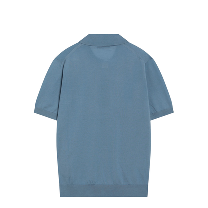Air-force blue combed wool polo shirt