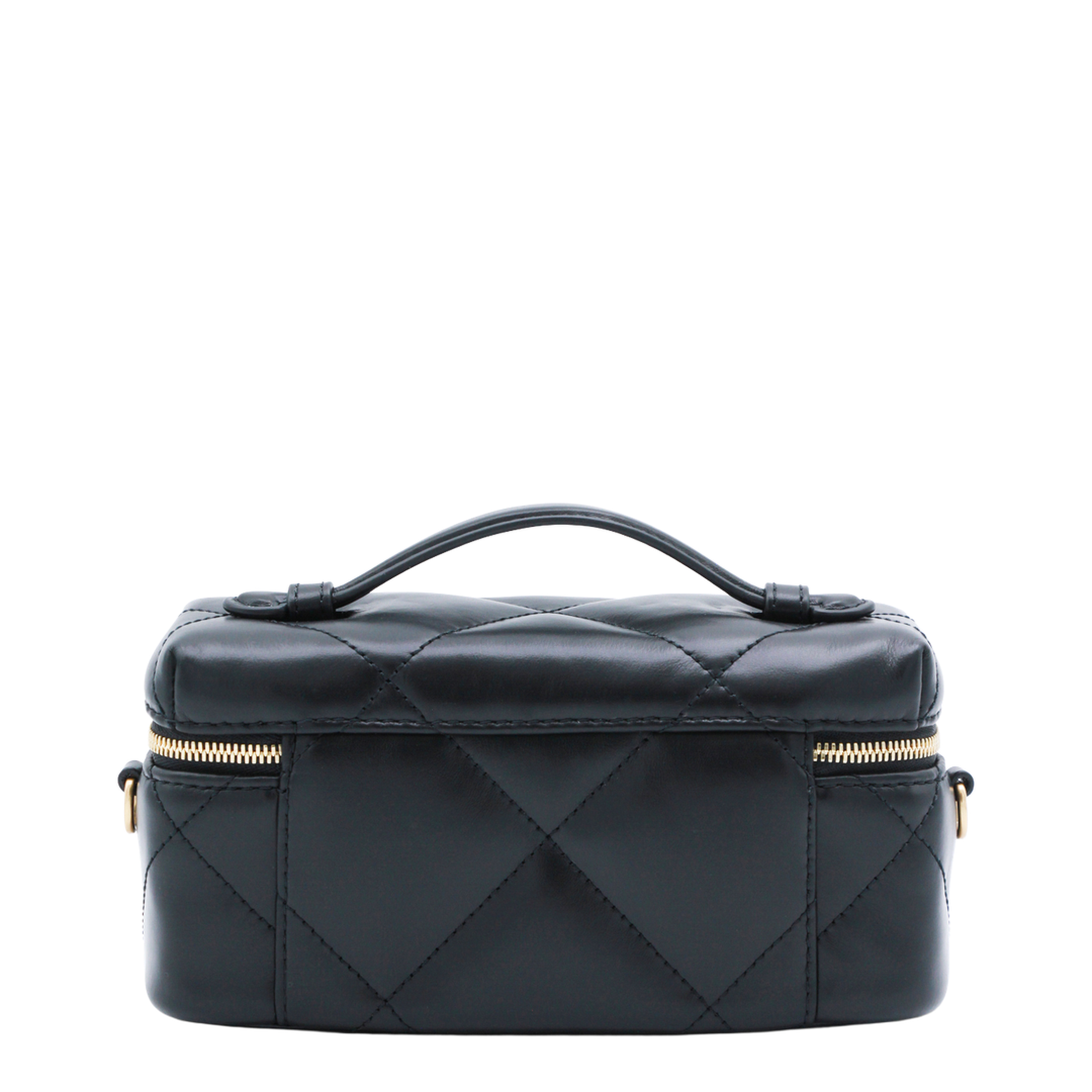 Kira Diamond Quilt Vanity Case - Black