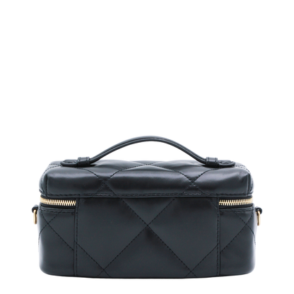 Kira Diamond Quilt Vanity Case - Black