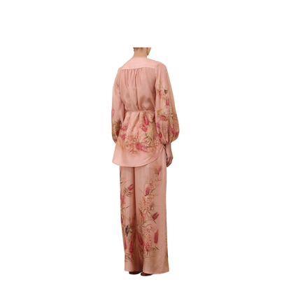 Cascadian Printed Silk Top in Pink