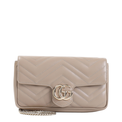 GG Marmont Mini Leather Bag - Beige