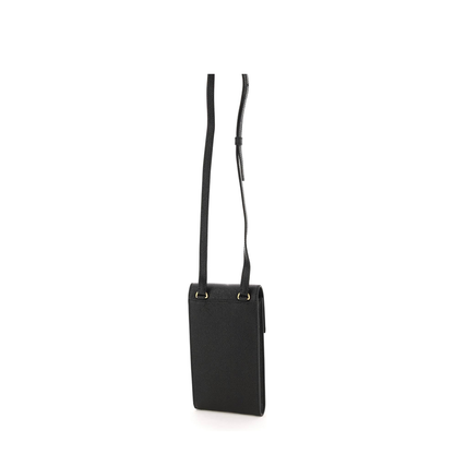 Crossbody Phone Holder with Flap in Pebble Grain Leather
