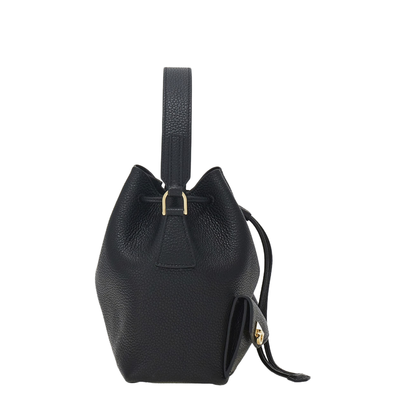 Grained Leather Bucket Bag
