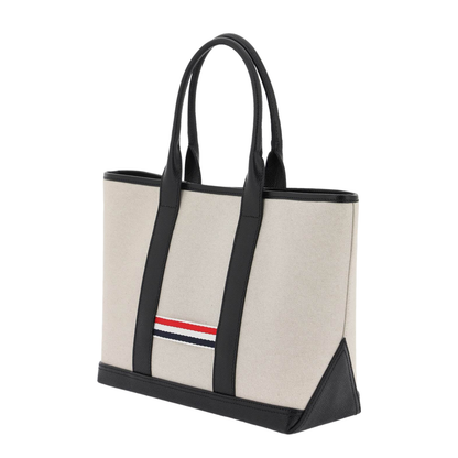 Sand Canvas Rwb-Stripe Shopping Bag