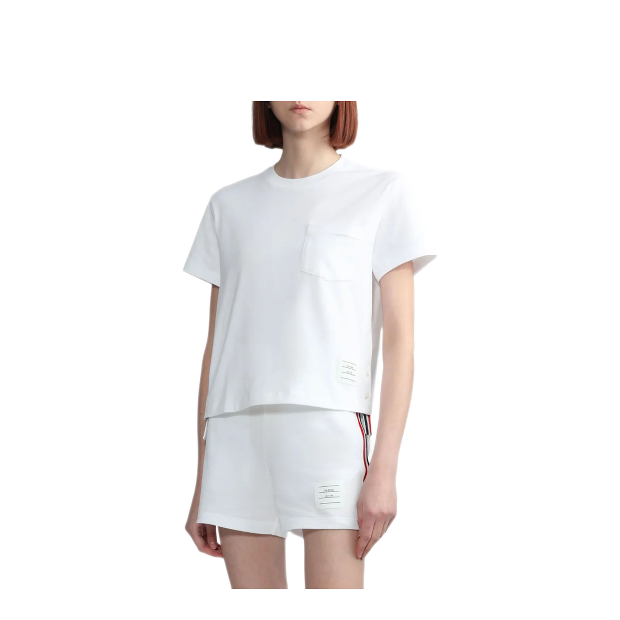 MAYFEYR - Thom Browne - Short Sleeve Boxy Fit Pocket Tee In Medium Weight Jersey - FJS123A00042100