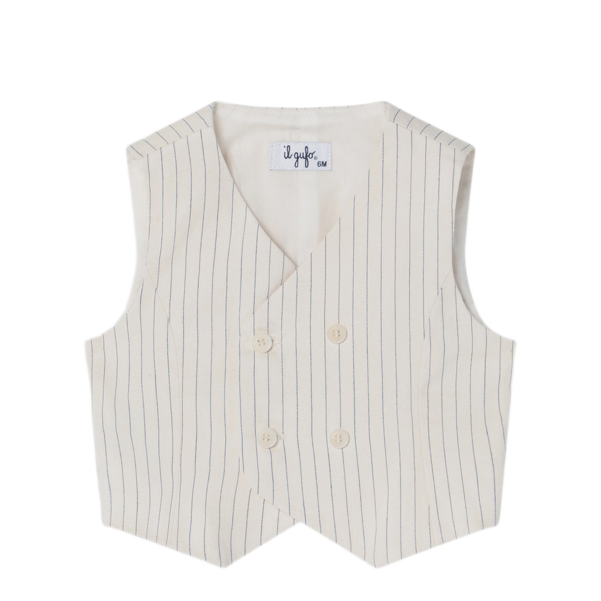 MAYFEYR - Il Gufo - Double Breasted Vest In Pinstriped Cotton - P25GI055C1086-BCO100
