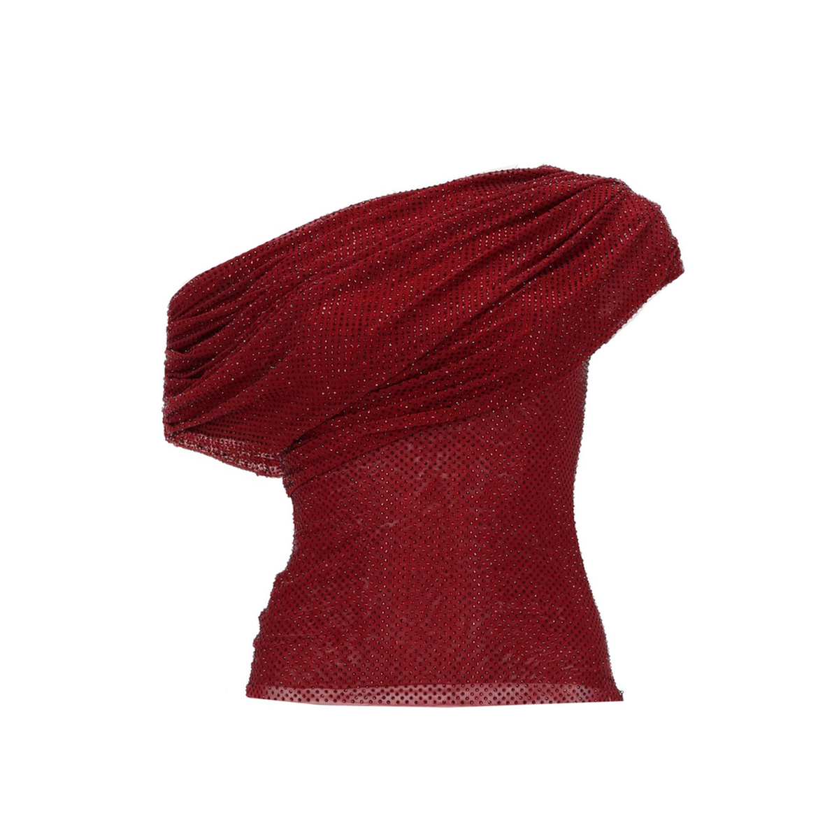 MAYFEYR - Self Portrait - Asymmetrical Top With Rhinestones - RS26002TABUBURGUNDY