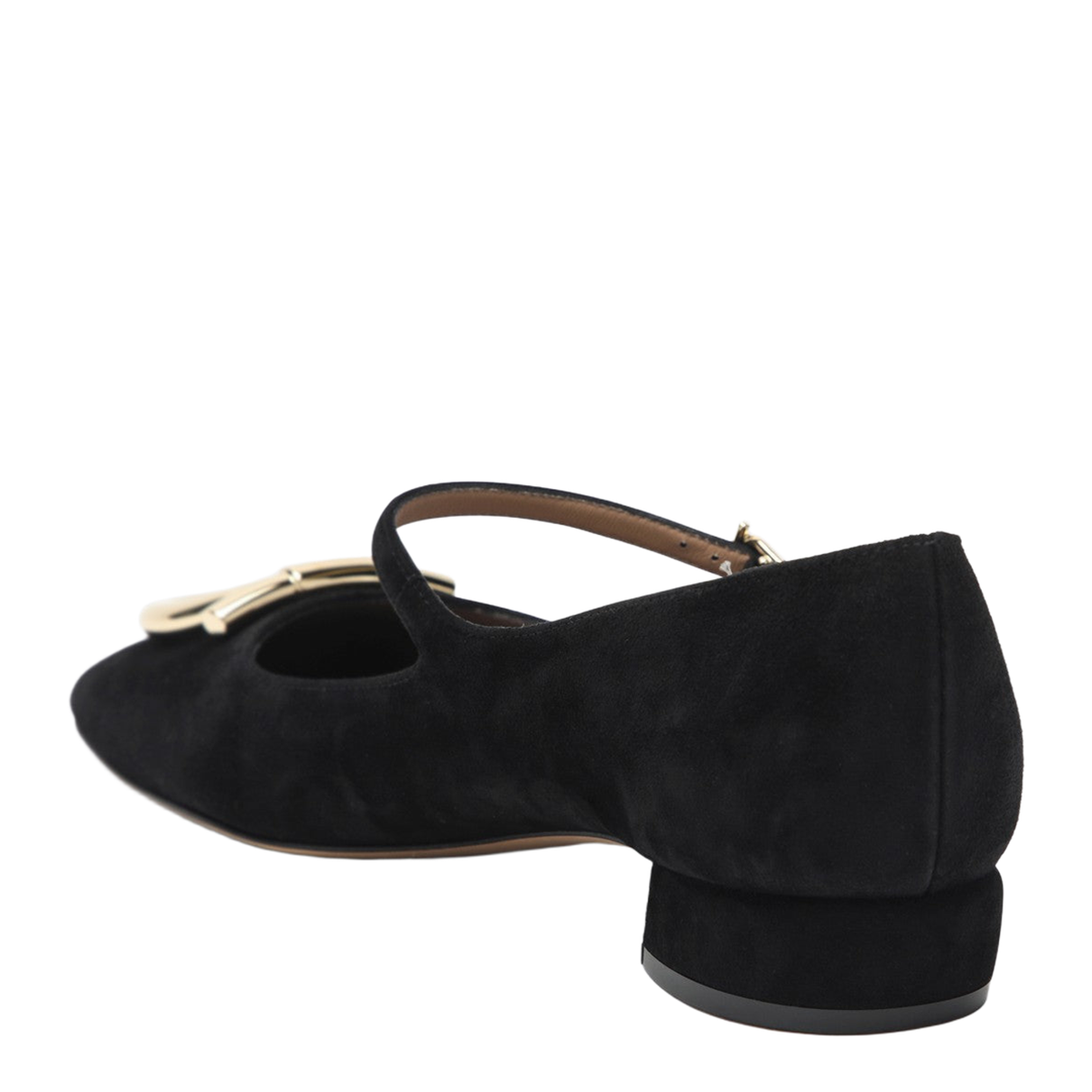 Black Gancini Heeled Ballerina in Suede