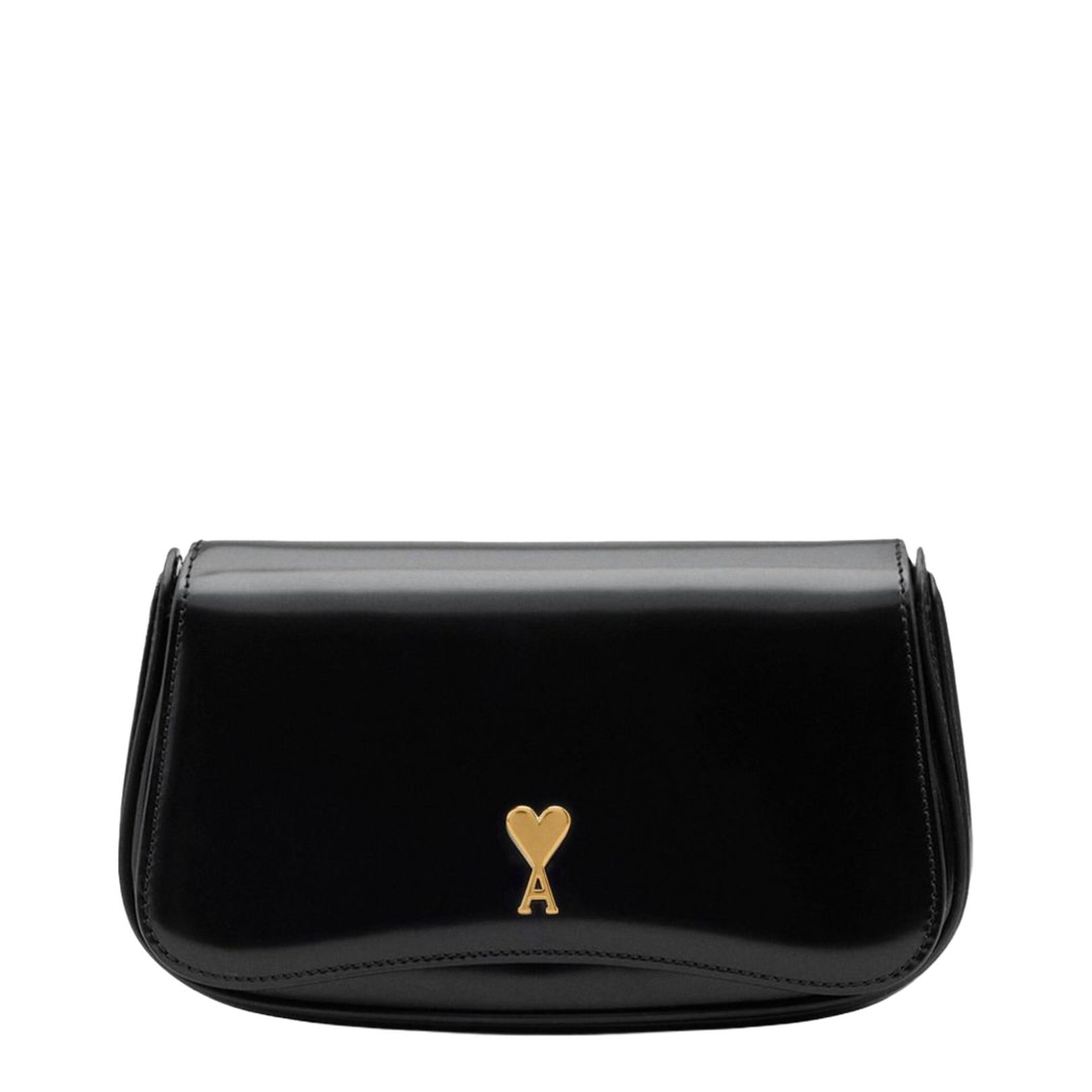 Black Glazed Leather Small Crossbody Bag