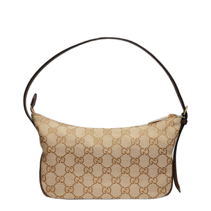 Lunetta Small Canvas Shoulder Bag - Sand and Dark Brown