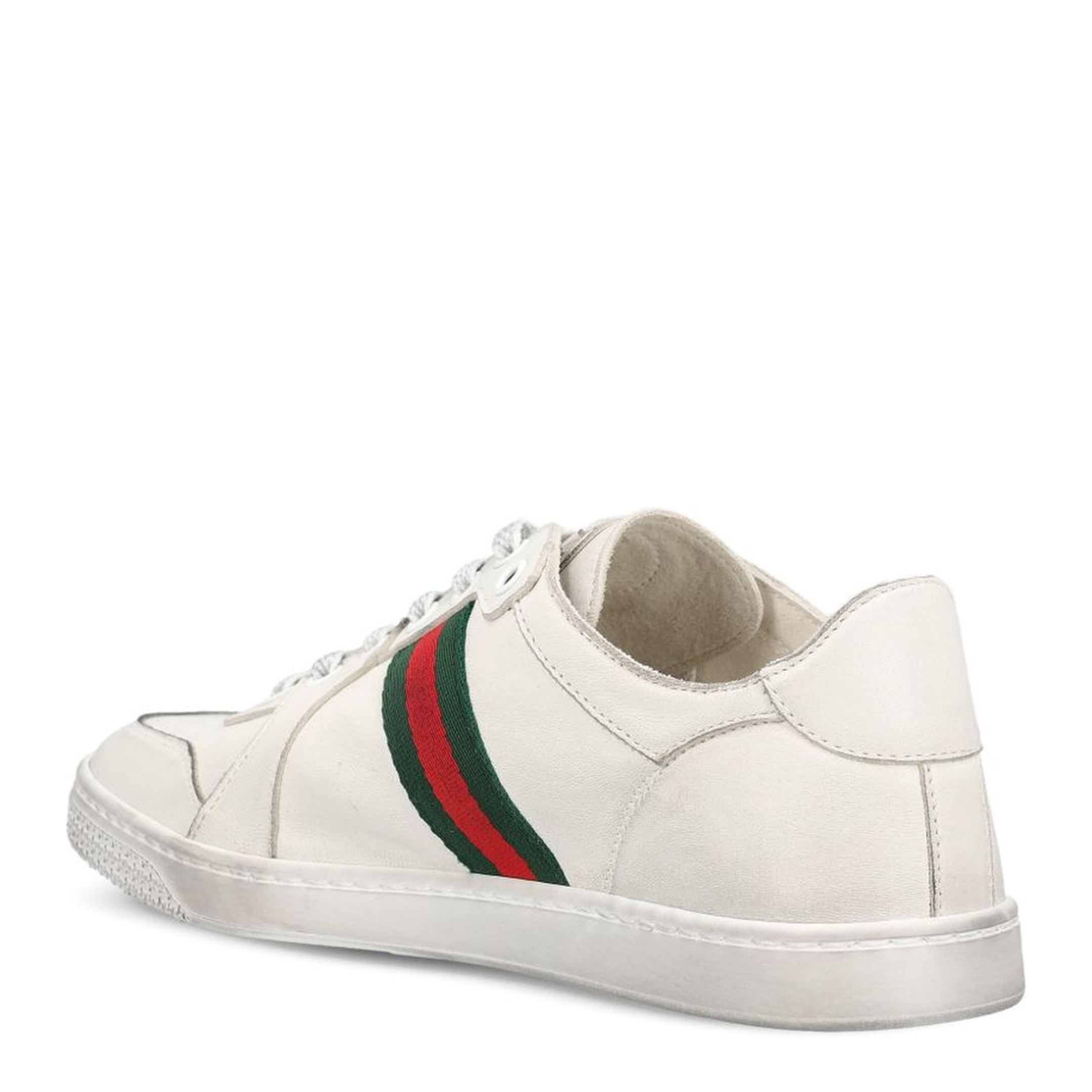 Stretch Low-Top Trainer in White Leather