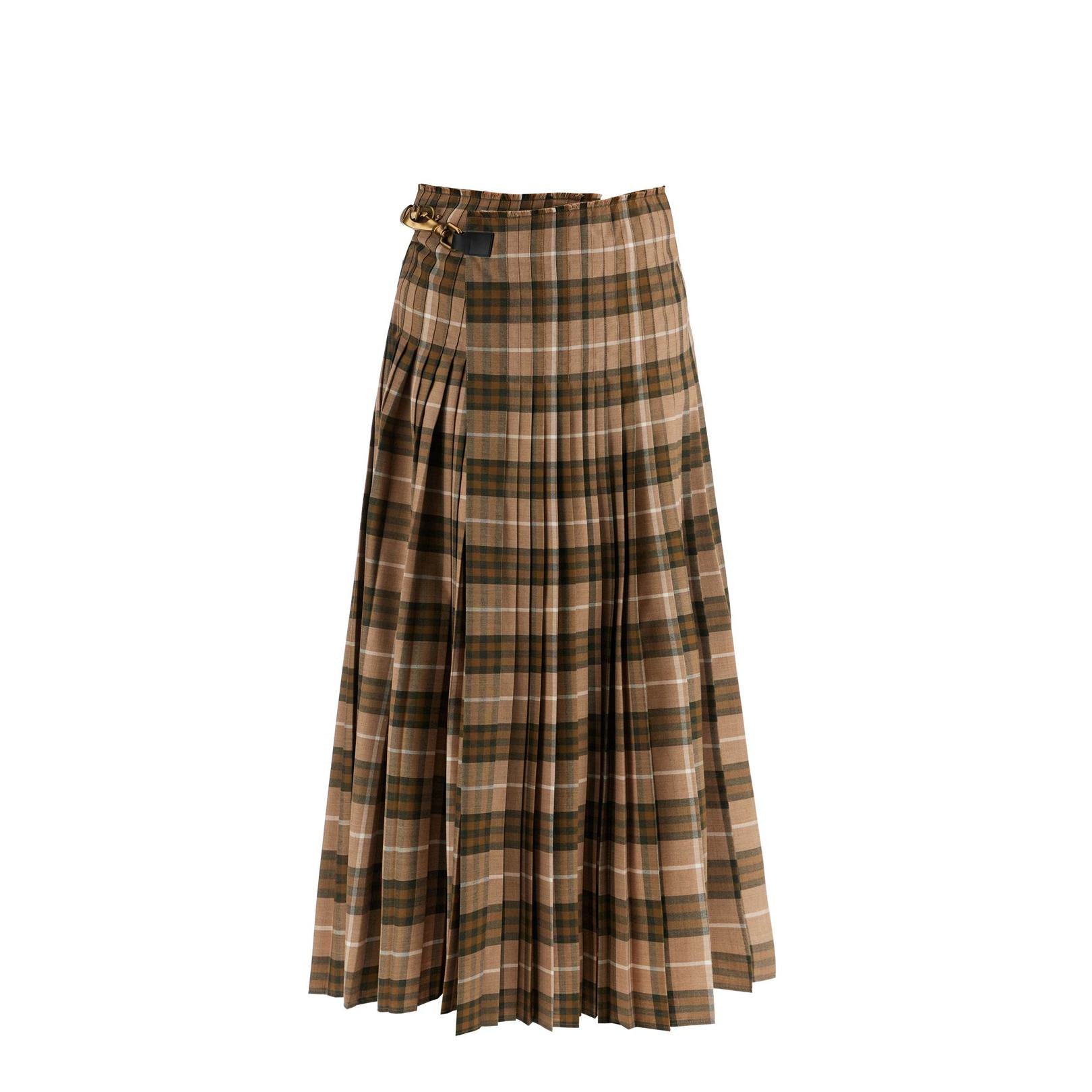 Burberry ered wool blend maxi kilt skirt