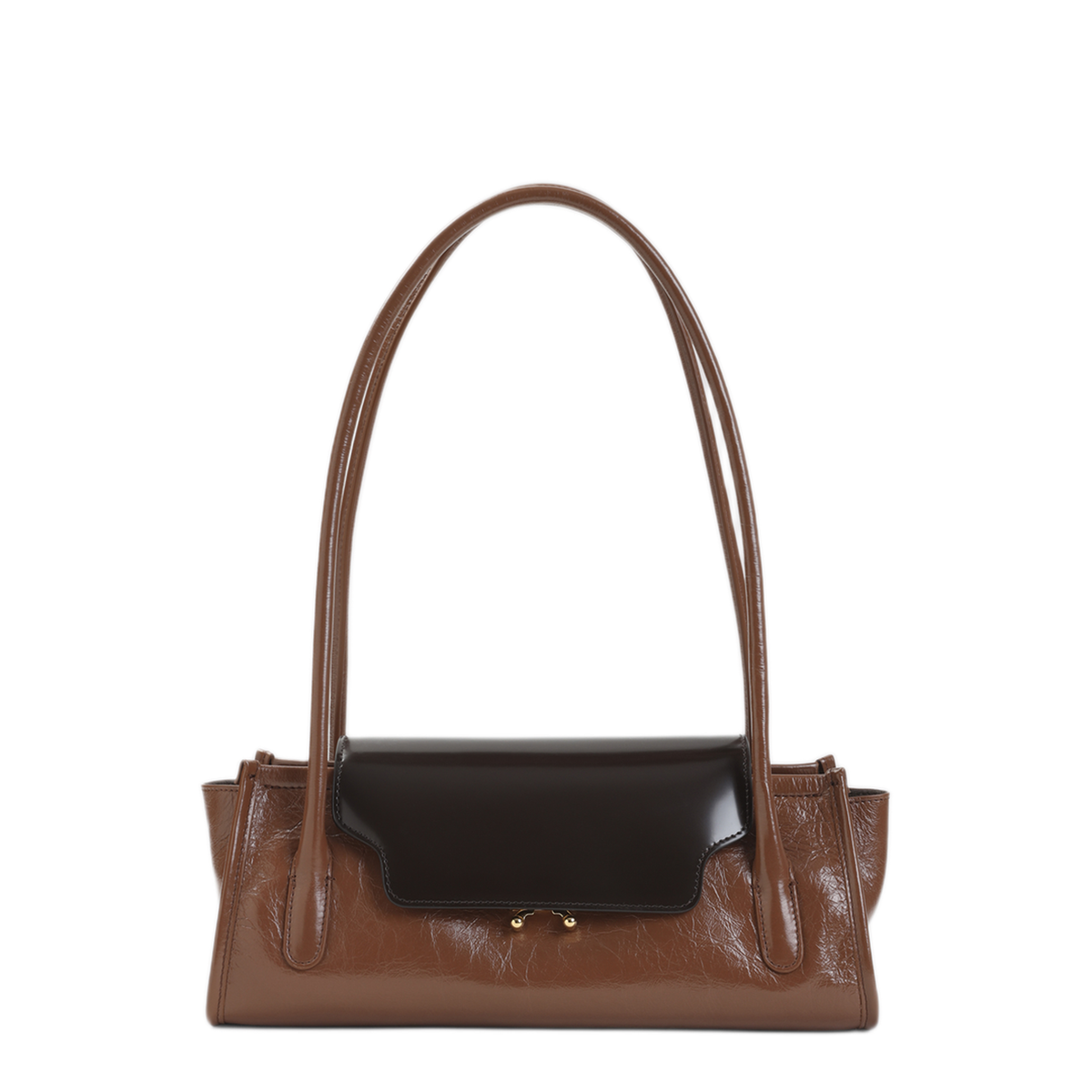 Trunkette Calf Leather Shoulder Bag - RAW SIENNA REDWOOD