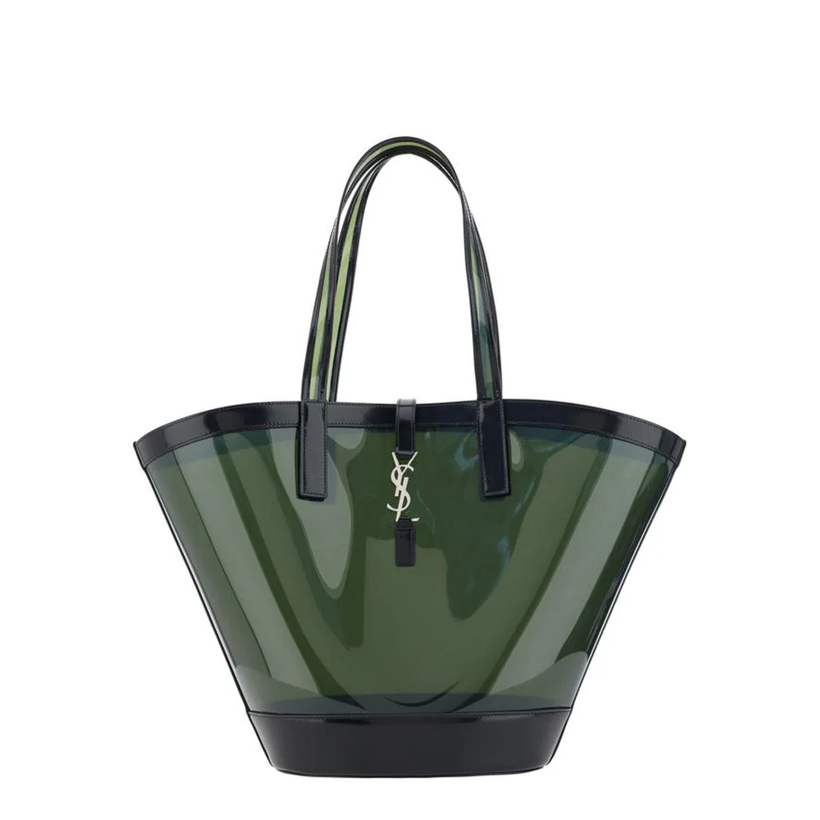 Panier Medium Vinyl and shiny leather Tote Bags - Green