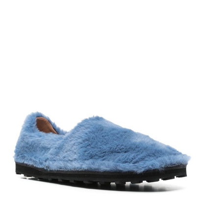 Blue Slip-On Loafer in Faux Fur