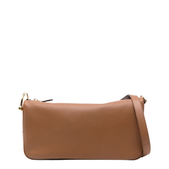 Half Horsebit Medium Grainy Leather Shoulder Bag - Brown Leather