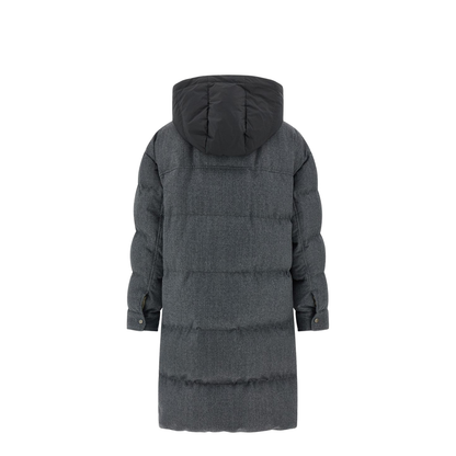 Shiny Zipper Pull Long Down Jacket