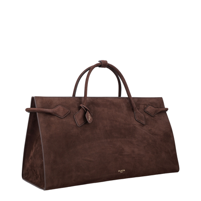 Le Teckel Nubuk Calfskin Tote - Brun Foncé